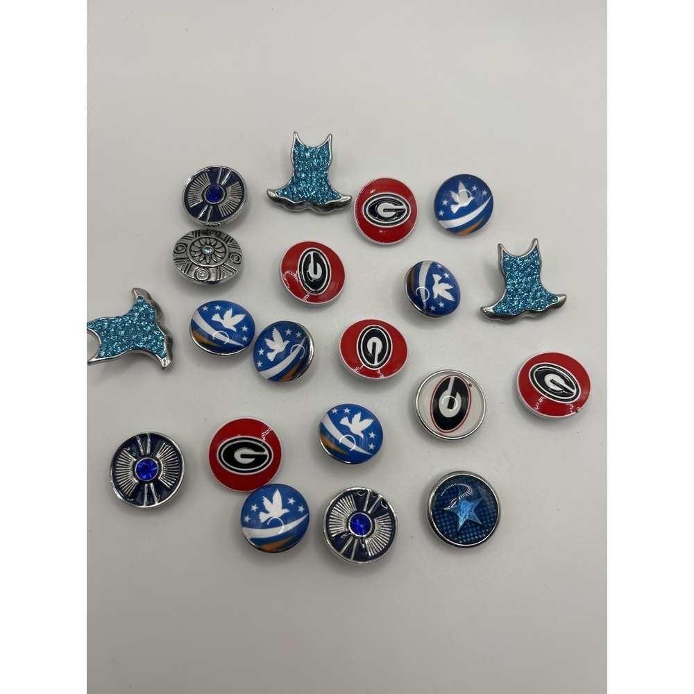 Georgia Bulldogs Snap Button Charms Lot 20pcs Interchangeable Jewelry Craft